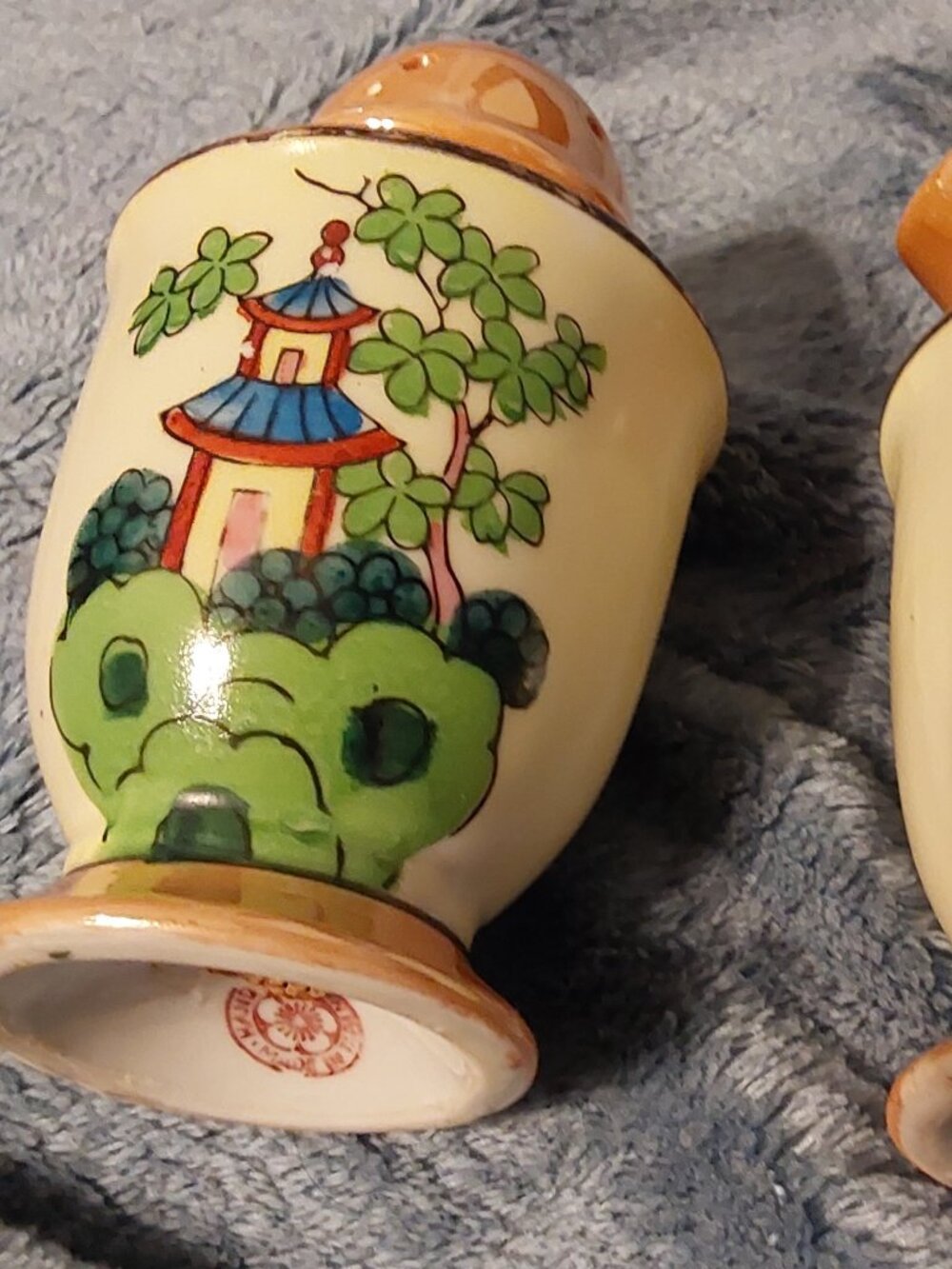 Made in Japan Hand Painted Vintage Lusterware Sugar Shaker and Creamer Set
